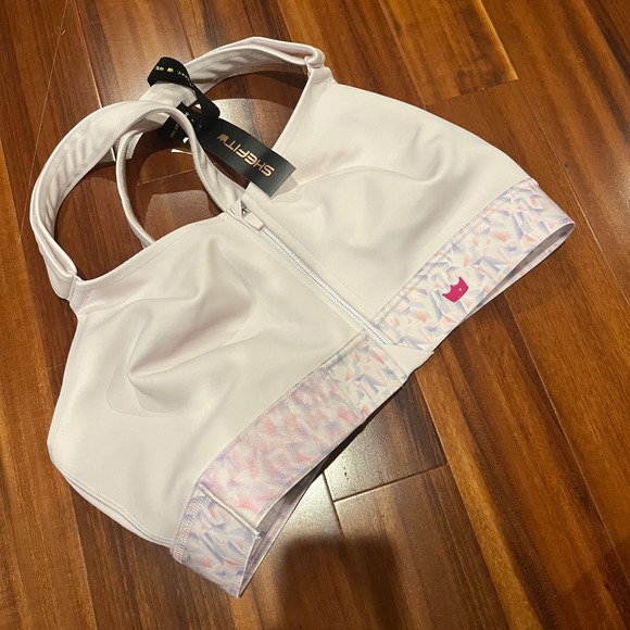 SHEFIT Flex Sports Bra Impact 3Luxe Pale Lavender Blush Pink 142486 Velcro New